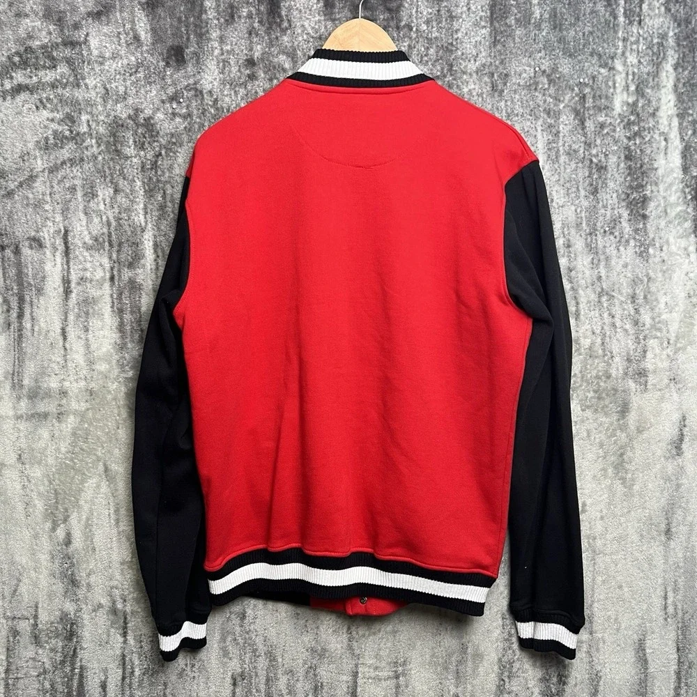 Y2K SouthPole Men's L Red Black Varsity Jacket Snap Button Bomber Letterman